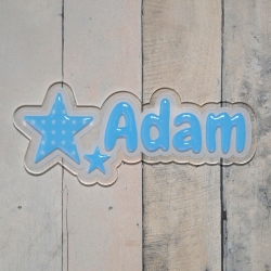 Plaque de porte duo d'étoiles bleu pastel